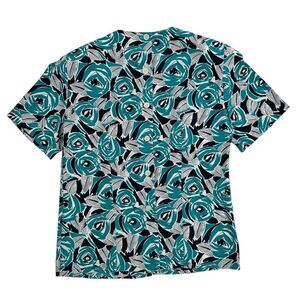 VTG Jones New York Top Womens 4 Floral Abstract Button Up Short Sleeve Shirt